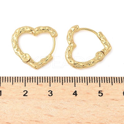 304 Stainless Steel Hammered Heart Hoop Earrrings EJEW-U065-02A-G-1