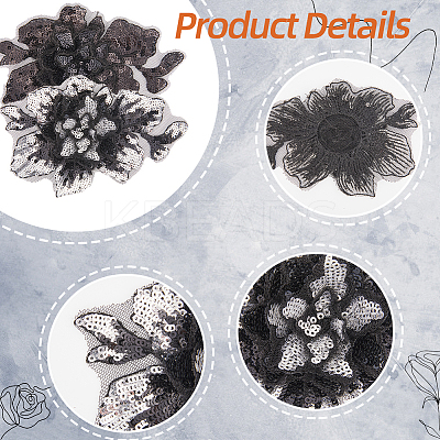 4Pcs 2 Style Fiber Lace Embroidery Sewing Appliques DIY-GF0007-49-1