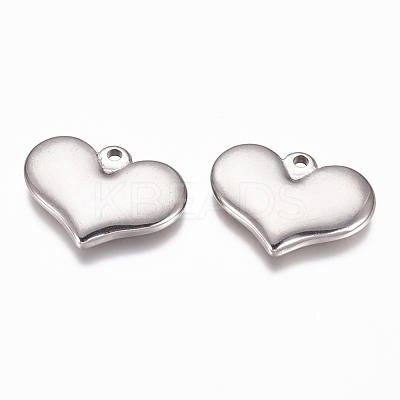 Non-Tarnish 304 Stainless Steel Stamping Blank Tag Heart Pendants STAS-G218-08P-03-1
