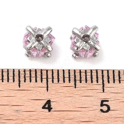 Brass Micro Pave Cubic Zirconia Beads KK-B102-31P-01-1