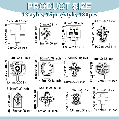 180Pcs 12 Styles Tibetan Style Alloy Beads TIBEB-ME0001-10-1