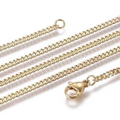 304 Stainless Steel Curb Chain Necklaces NJEW-L162-01C-G-1
