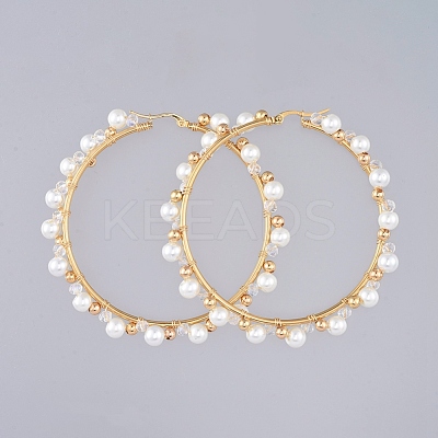 Beaded Hoop Earrings EJEW-JE03804-1