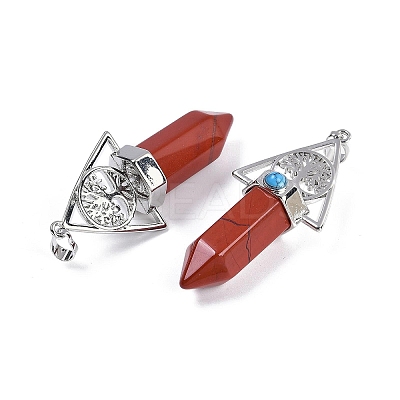Natural Red Jasper Faceted Pointed Bullet Big Pendants G-H076-02P-02-1