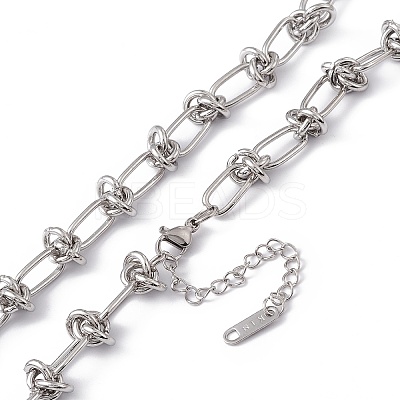 Non-Tarnish 304 Stainless Steel Kont Link Chain Necklace for Men Women LS-NJEW-P269-02P-1