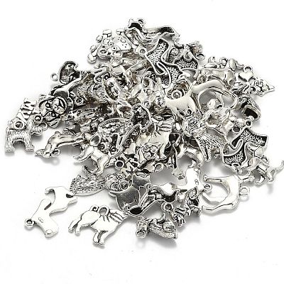 Tibetan Style Alloy Puppy Pendants TIBEP-MSMC021-17AS-1