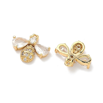 Brass Micro Pave Cubic Zirconia Bee Charms KK-A281-23G-01-1