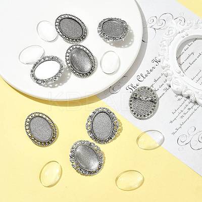 10Pcs 2 Styles Vintage Alloy Brooch Cabochon Bezel Settings FIND-FS0004-64-1