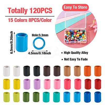 120Pcs 15 Colors Column Rack Plating Spray Painted Alloy Beads for Jewelry Making FIND-TA0002-74-1