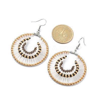 Glass Seed Braided Flat Round Dangle Earrings EJEW-MZ00062-01-1
