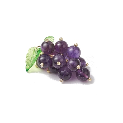 Natural Amethyst Handmade Round Beaded Fruit Pendants PALLOY-MZ00791-02-1