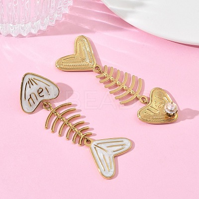 304 Stainless Steel Enamel Dangle Stud Earrings for Women EJEW-L315-06G-02-1