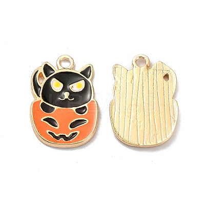 Halloween Light Gold Tone Alloy Enamel Pendants ENAM-P247-31KCG-1
