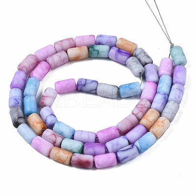 Opaque Baking Paint Crackle Glass Beads Strands X-FGLA-T004-01I-1