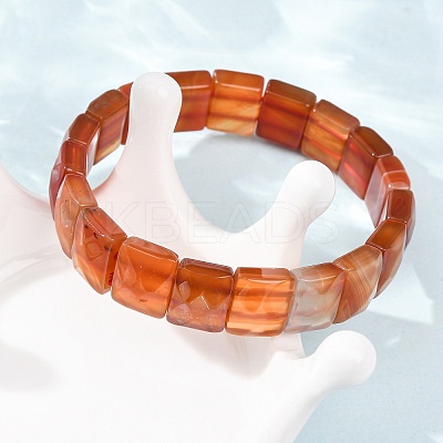 Dyed & Heated  Natural Carnelian Beaded Stretch Bracelets for Unisex G-K303-02G-1