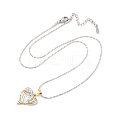 304 Stainless Steel Two Tone Pendant Necklaces for Women NJEW-S445-01F-GP-1