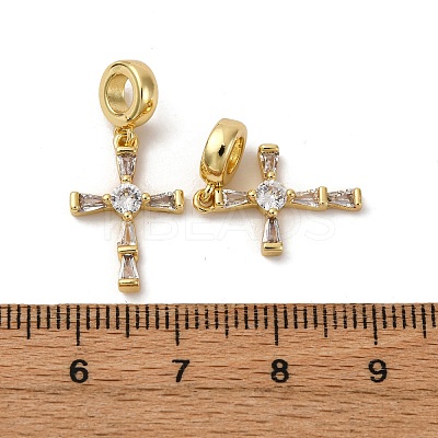 Brass Pave Clear Cubic Zirconia European Dangle Charms KK-P308-26G-1