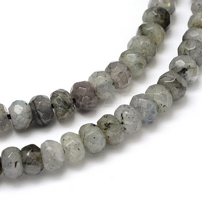 Natural Labradorite Rondelle Bead Strands G-O095-05-B-1