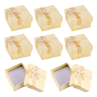 Square Paper Jewelry Ring Gift Boxes with Bowknot LS-CON-TAC0010-80D-1