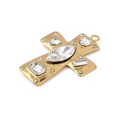 304 Stainless Steel Cubic Zirconia Pendants X-STAS-Z182-07G-02-1