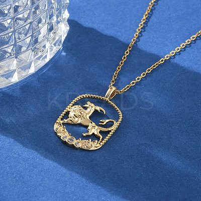 Brass Clear Cubic Zirconia Pendant Necklaces for Women LS-NJEW-B121-01G-04-1
