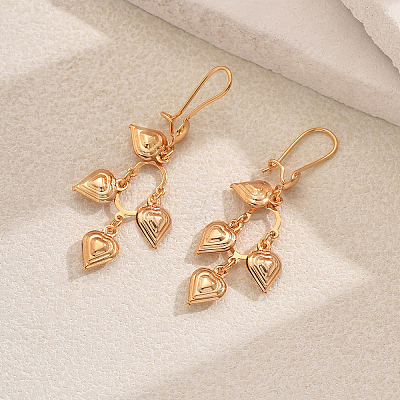 Elegant Brass Heart Tassel Hoop Earrings MS0806-1
