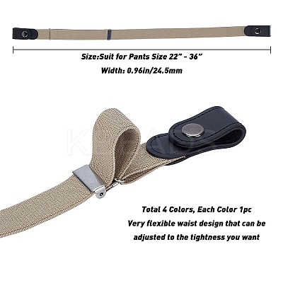 4Pcs 4 Style Unisex Adjustable No Buckle Imitation Leather Elastic Waist Belt AJEW-GF0003-27A-1