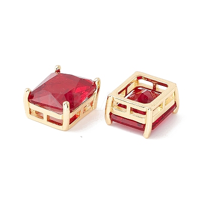Rack Plating Brass Glass Multi-strand Links ZIRC-I057-30G-04-1