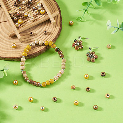 50Pcs 5 Colors Handmade Porcelain Beads PORC-TADJ0001-06B-1