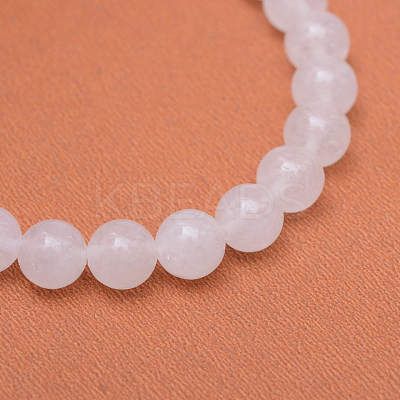 Round Natural White Jade Bead Strands G-R345-4mm-06-1