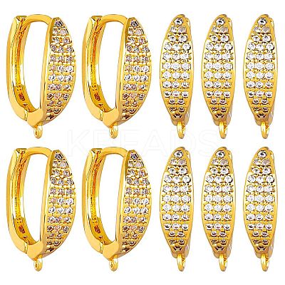10Pcs Brass Micro Pave Clear Cubic Zirconia Hoop Earring Findings ZIRC-SZ0005-15-1