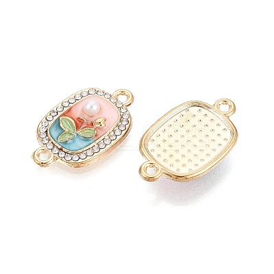 Alloy Crystal Rhinestone and ABS Imitation Pearl Connector Charms PALLOY-T092-08G-1