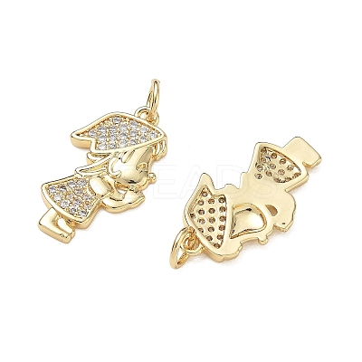 Brass Micro Pave Clear Cubic Zirconia Pendants CU-CBA9AFC-01G-25-1
