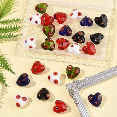 24Pcs 5 Colors Handmade Millefiori Glass Beads LAMP-FS0001-36-1