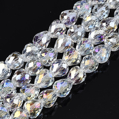 Electroplate Transparent Glass Beads Strands EGLA-N002-26-C03-1