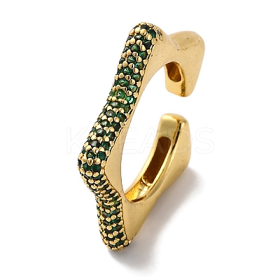Rack Plating Star Brass Cubic Zirconia Open Cuff Rings for Women RJEW-S242-02G-A-1