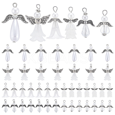 48Pcs 6 Styles Acrylic Pendants PALLOY-PH01811-1