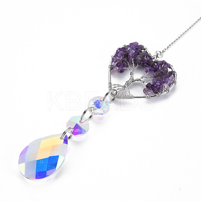 Natural Amethyst Big Pendants G-N333-008J-1