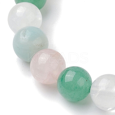 8mm Round Natural Rose Quartz & Amazonite & Green Aventurine & Quartz Crystal Beaded Stretch Bracelets for Women BJEW-JB10625-02-1