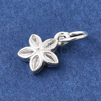 925 Sterling Silver Pave Clear Cubic Zirconia Flower Charms STER-A048-02B-S-1