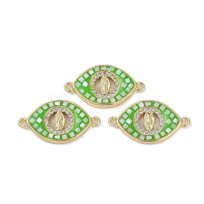 Rack Plating Brass Micro Pave Clear Cubic Zirconia Horse Eye Connector Charms KK-U032-28G-1