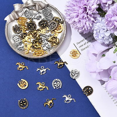 48Pcs 6 Styles Tibetan Style Alloy Pendants FIND-YW0007-25-1