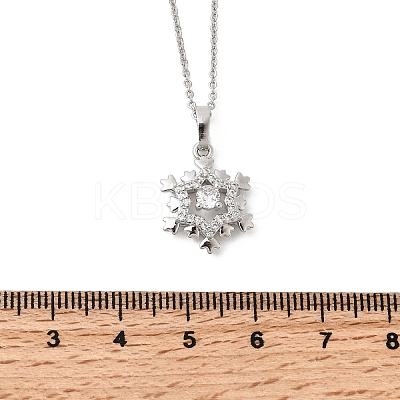 Christmas Snowflake Brass Micro Pave Cubic Zirconia Pendants Necklaces NJEW-L468-01P-A01-1