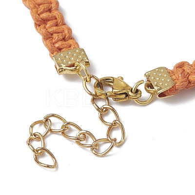 Braided Waxed Polyester Rectangle Link Chain Bracelets BJEW-JB10000-1