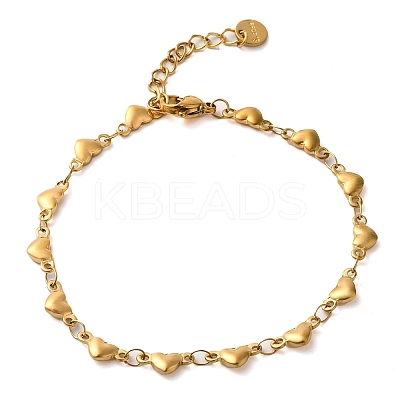 304 Stainless Steel Heart Link Chain Bracelets for Women BJEW-K237-07G-1