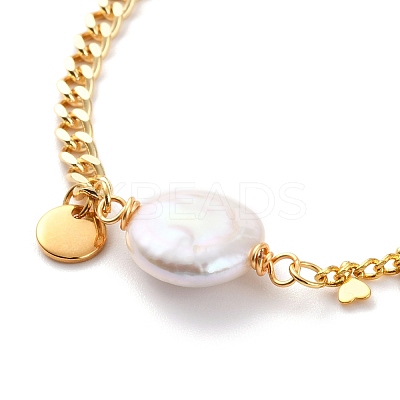 Natural Baroque Pearl Keshi Pearl Link Bracelets BJEW-JB05803-03-1