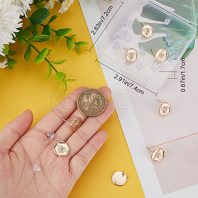 10Pcs Bee Brass Stud Earring Findings DIY-BBC0001-35-1