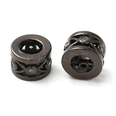 Rack Plating Brass Cubic Zirconia Hollow Column European Beads KK-Z033-25-1