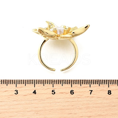 Brass Micro Pave Cubic Zirconia Cuff Rings for Women RJEW-F184-02G-1