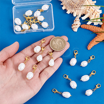 20Pcs Oval Natural Pearl Pendant Decoration HJEW-PH02069-1